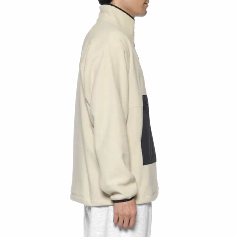 BARNEYS NEW YORK マイクロフリース素材ハーフジップ プルオーバー BEIGE