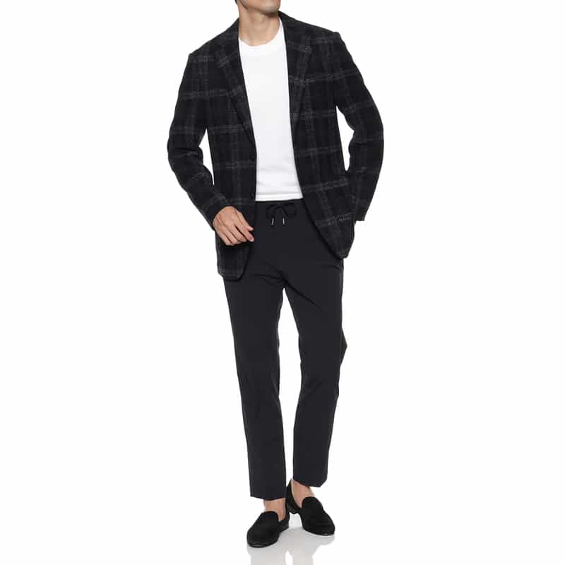 BARNEYS NEW YORK ニットテーラードジャケット NAVY