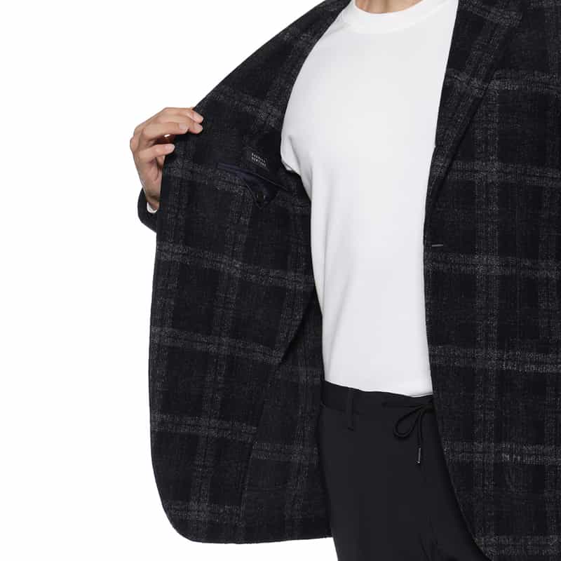 BARNEYS NEW YORK ニットテーラードジャケット NAVY