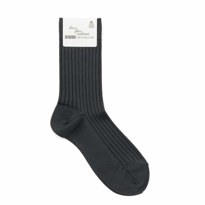 DEUX PLUS UNDEMI DEUXPLUSUNDEMI＜ドゥプリュスアンドゥミ＞ リブソックス DARK GRAY