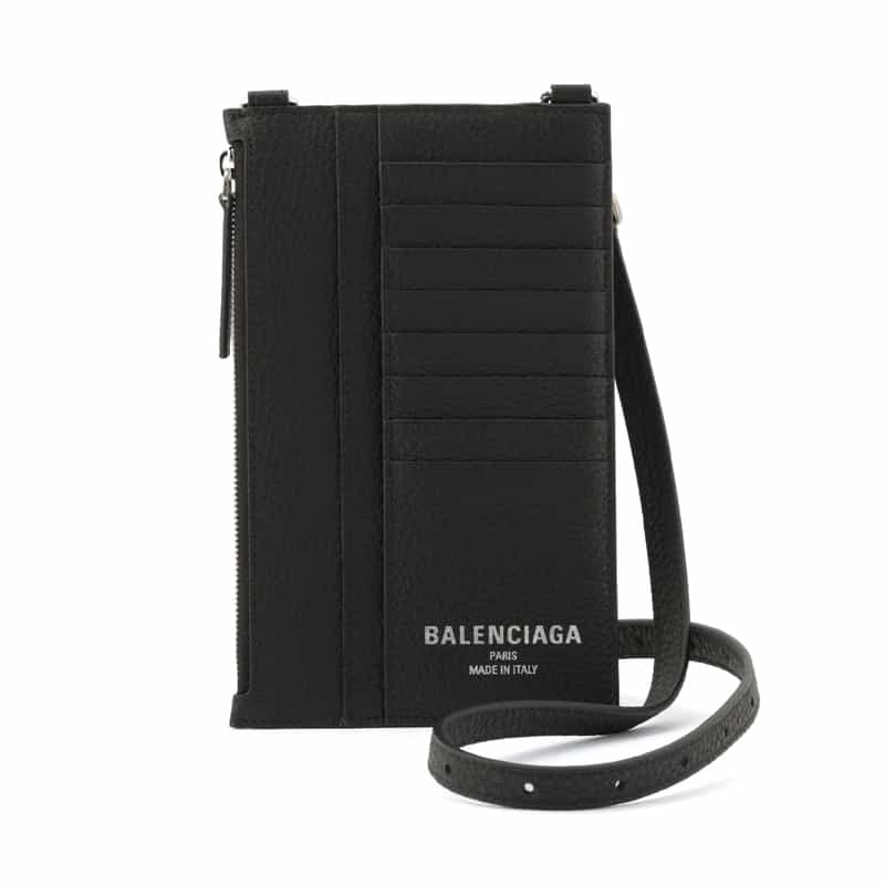 BALENCIAGA BALENCIAGA＜バレンシアガ＞ ショルダーストラップ付カードケース BLACK