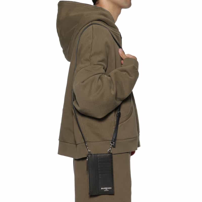 BALENCIAGA BALENCIAGA＜バレンシアガ＞ ショルダーストラップ付カードケース BLACK