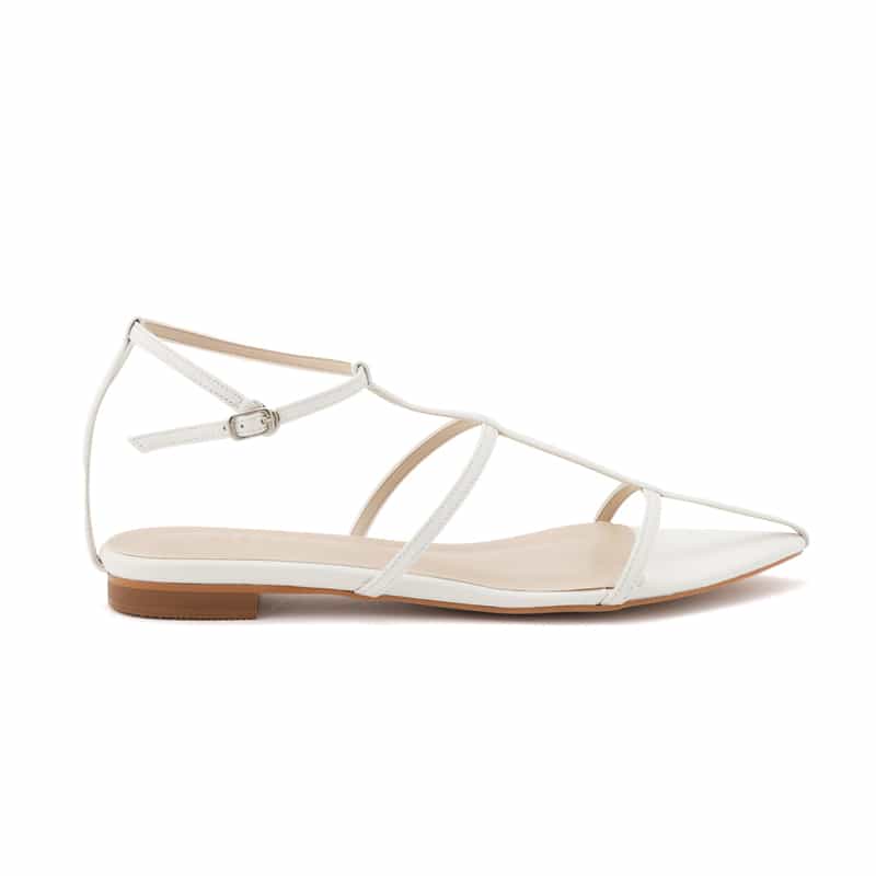 BARNEYS NEW YORK ストラップ付きフラットサンダル WHITE
