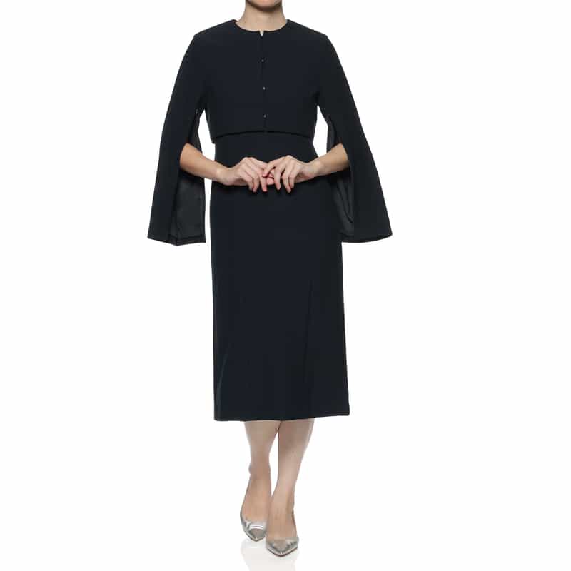 BARNEYS NEW YORK セットアップ ウォッシャブル スリットスリーブ ショートジャケット NAVY