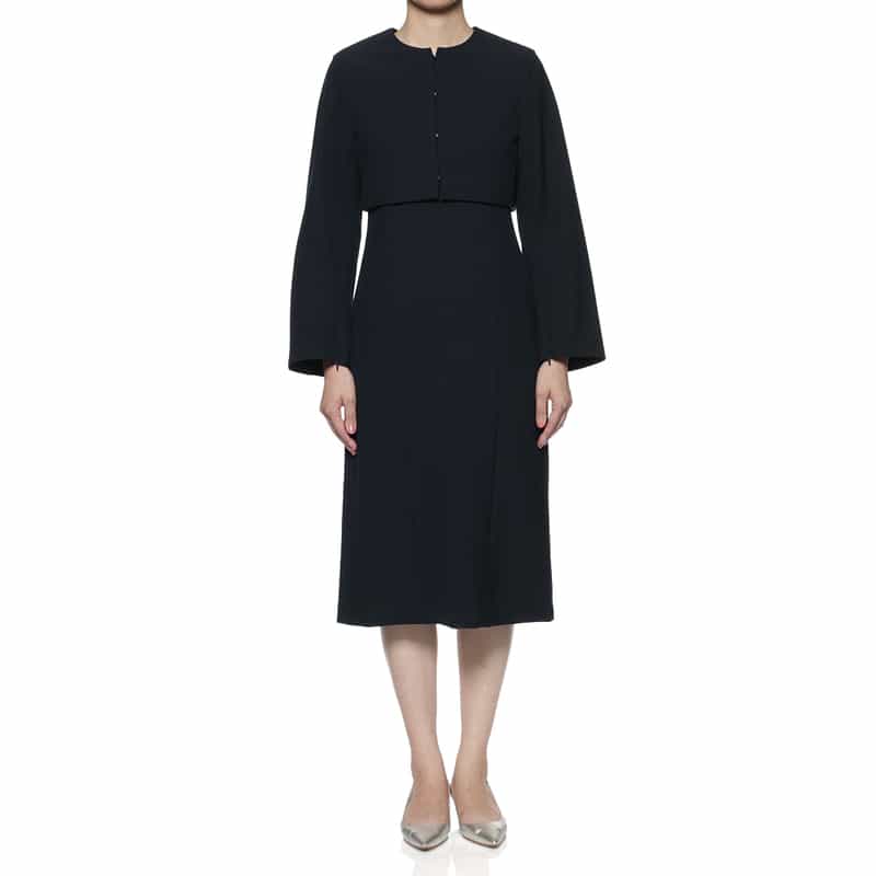 BARNEYS NEW YORK セットアップ ウォッシャブル スリットスリーブ ショートジャケット NAVY