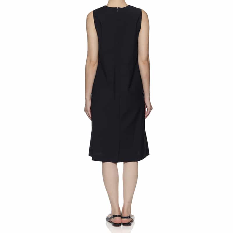 BARNEYS NEW YORK ウォッシャブル レースカラードレス NAVY