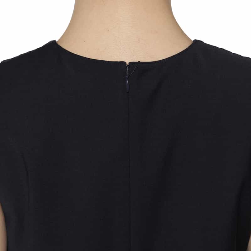 BARNEYS NEW YORK ウォッシャブル レースカラードレス NAVY