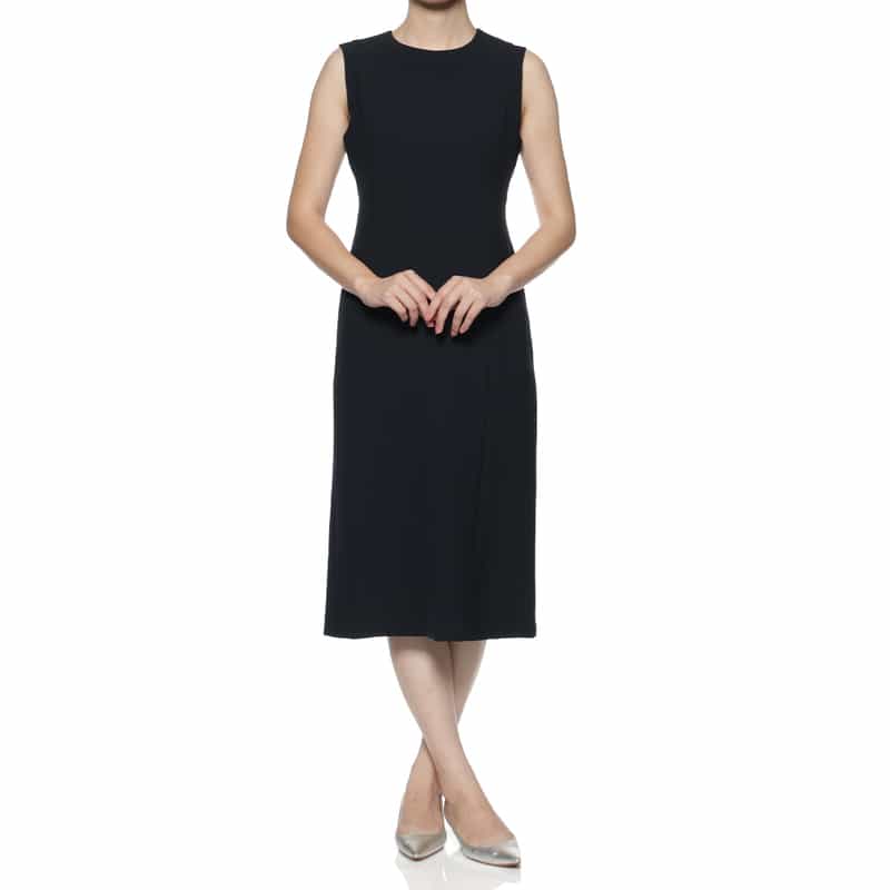 BARNEYS NEW YORK セットアップ ウォッシャブル クルーネックタイトドレス NAVY