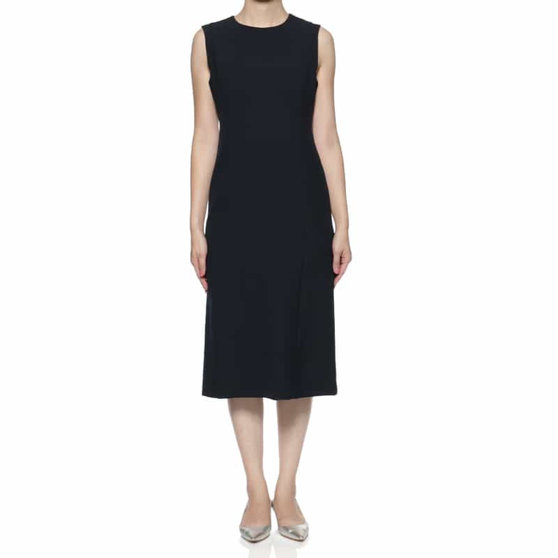 BARNEYS NEW YORK セットアップ ウォッシャブル クルーネックタイトドレス NAVY