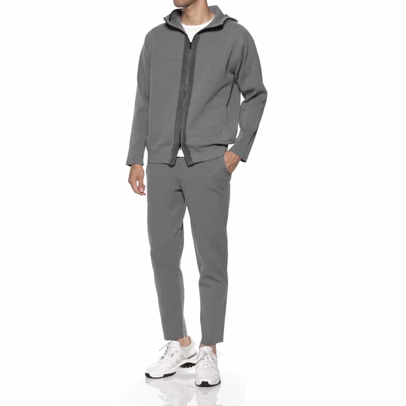 BARNEYS NEW YORK ウォッシャブル ジップアップニットパーカー GRAY