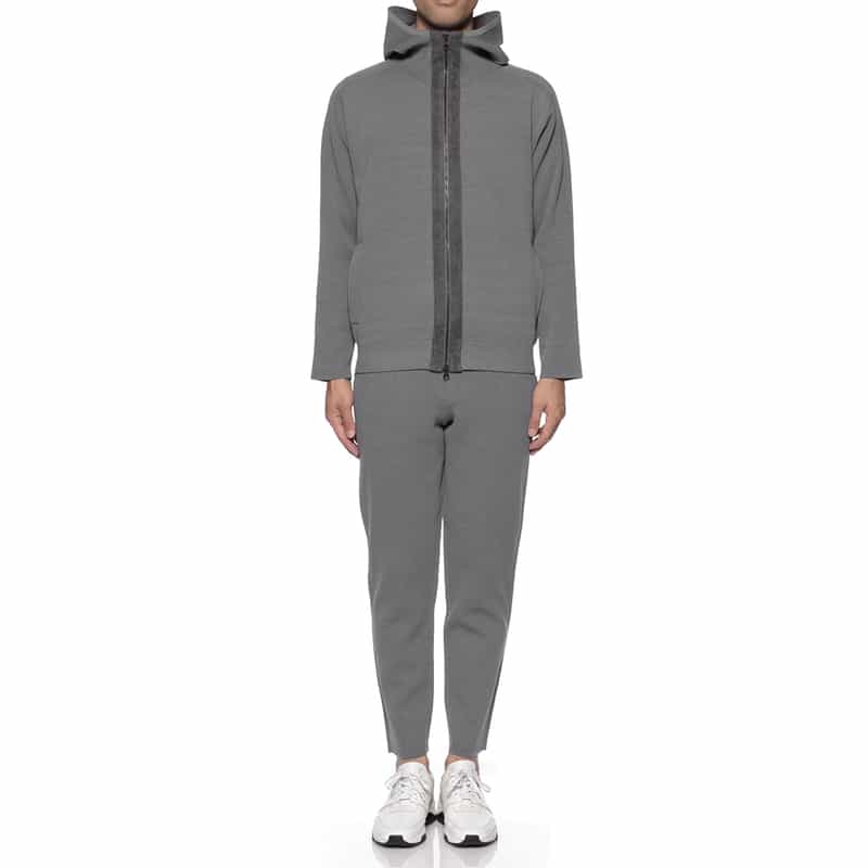 BARNEYS NEW YORK ウォッシャブル ジップアップニットパーカー GRAY