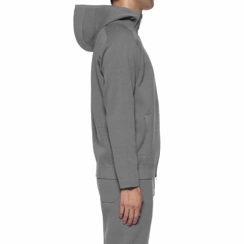 BARNEYS NEW YORK ウォッシャブル ジップアップニットパーカー GRAY