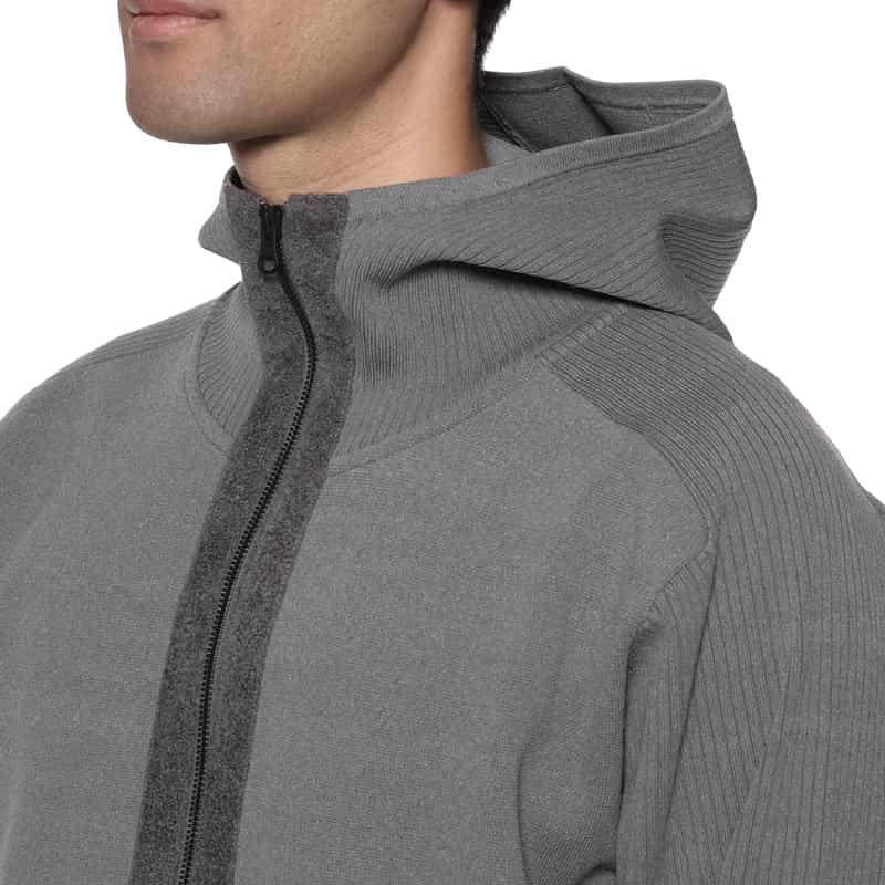 BARNEYS NEW YORK ウォッシャブル ジップアップニットパーカー GRAY