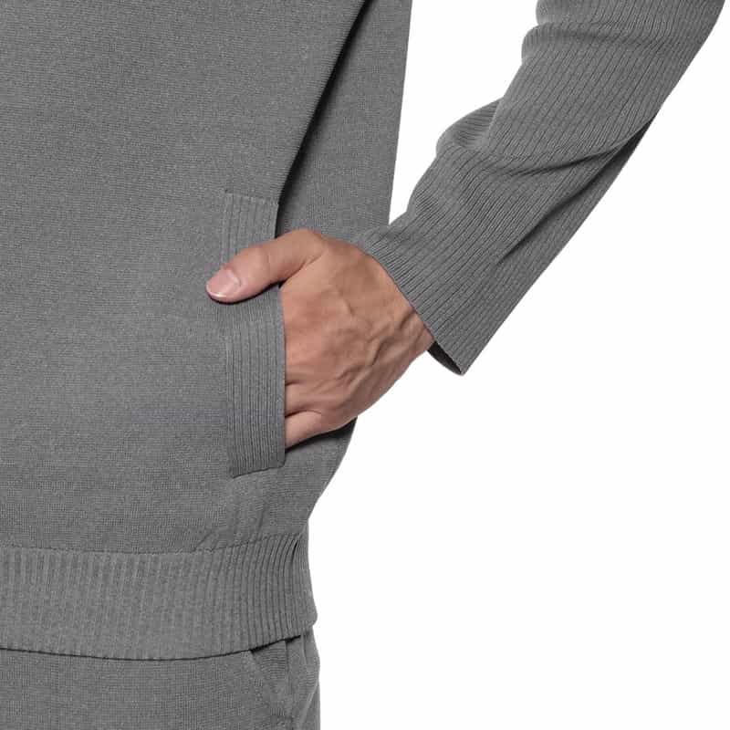 BARNEYS NEW YORK ウォッシャブル ジップアップニットパーカー GRAY