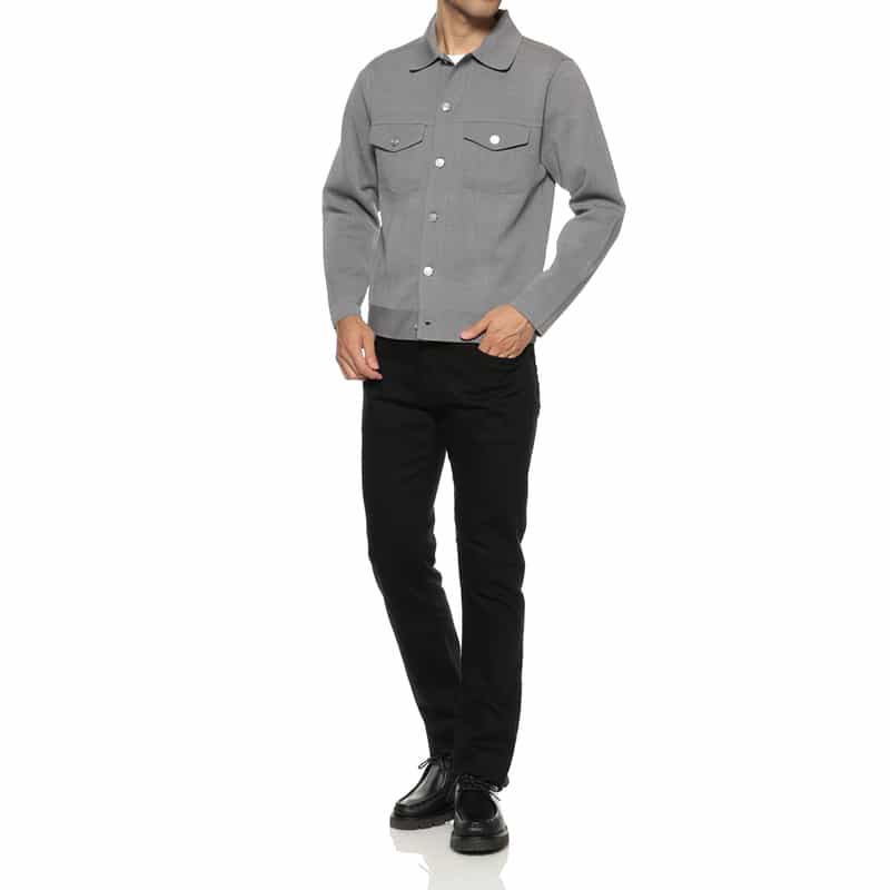 BARNEYS NEW YORK ウォッシャブル ニットジャケット GRAY