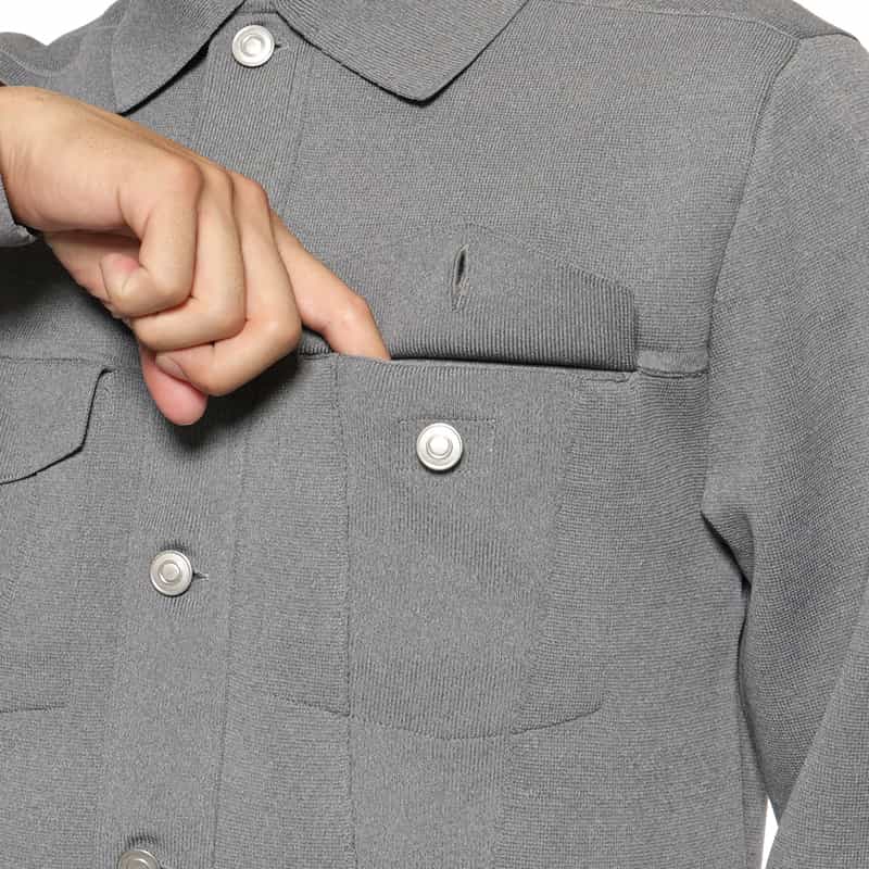 BARNEYS NEW YORK ウォッシャブル ニットジャケット GRAY