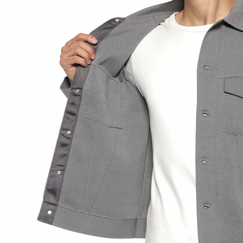 BARNEYS NEW YORK ウォッシャブル ニットジャケット GRAY