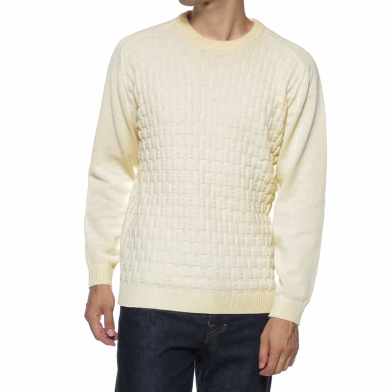 BARNEYS NEW YORK ウォッシャブル ブリスターニットプルオーバー WHITE