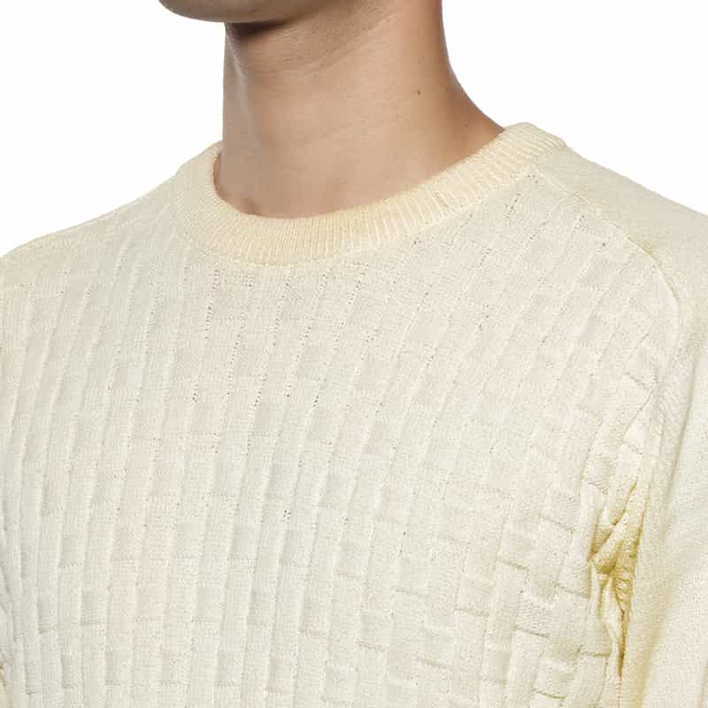 BARNEYS NEW YORK ウォッシャブル ブリスターニットプルオーバー WHITE