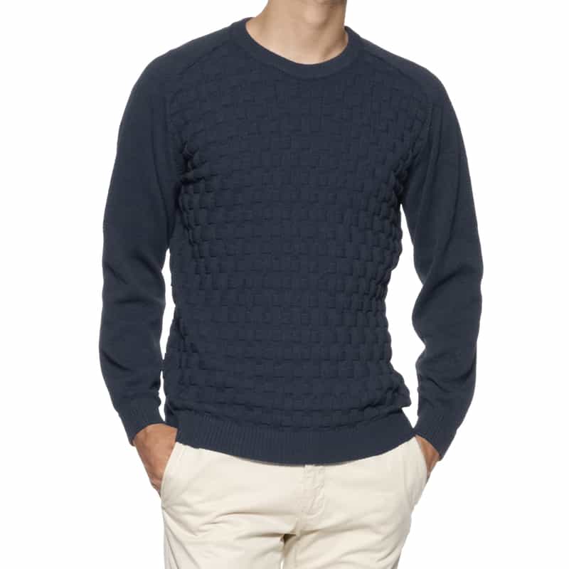 BARNEYS NEW YORK ウォッシャブル ブリスターニットプルオーバー BLUE