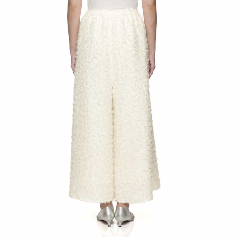 BARNEYS NEW YORK ウォッシャブル ジャギー素材ワイドパンツ WHITE