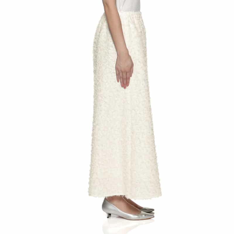 BARNEYS NEW YORK ウォッシャブル ジャギー素材ワイドパンツ WHITE