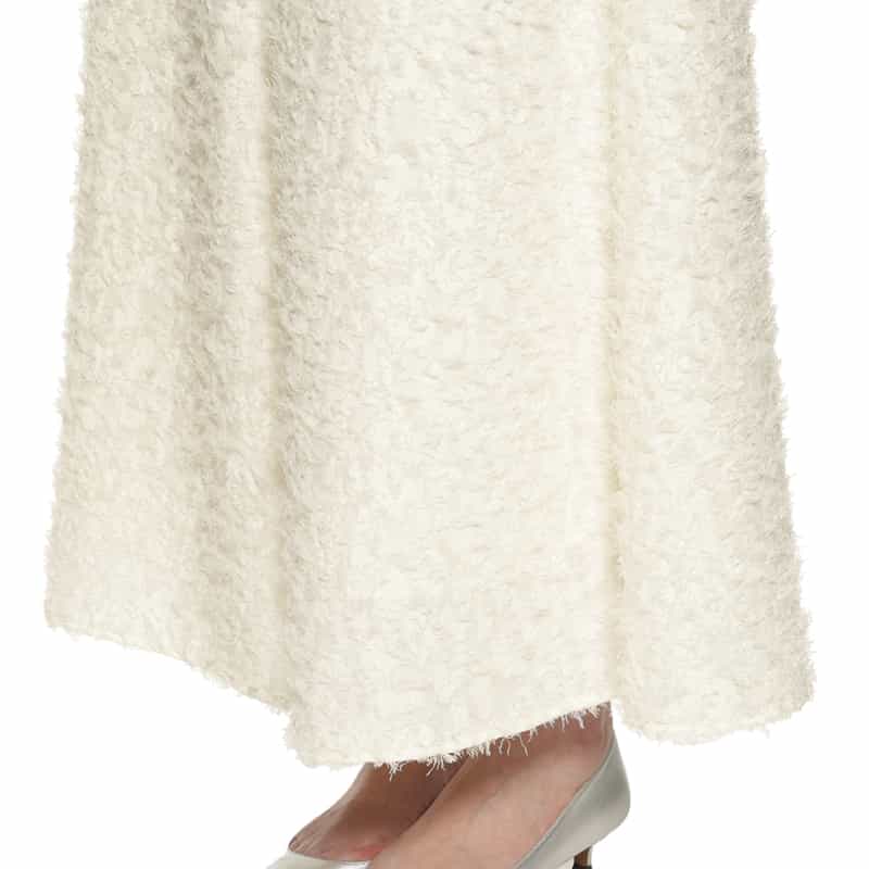 BARNEYS NEW YORK ウォッシャブル ジャギー素材ワイドパンツ WHITE