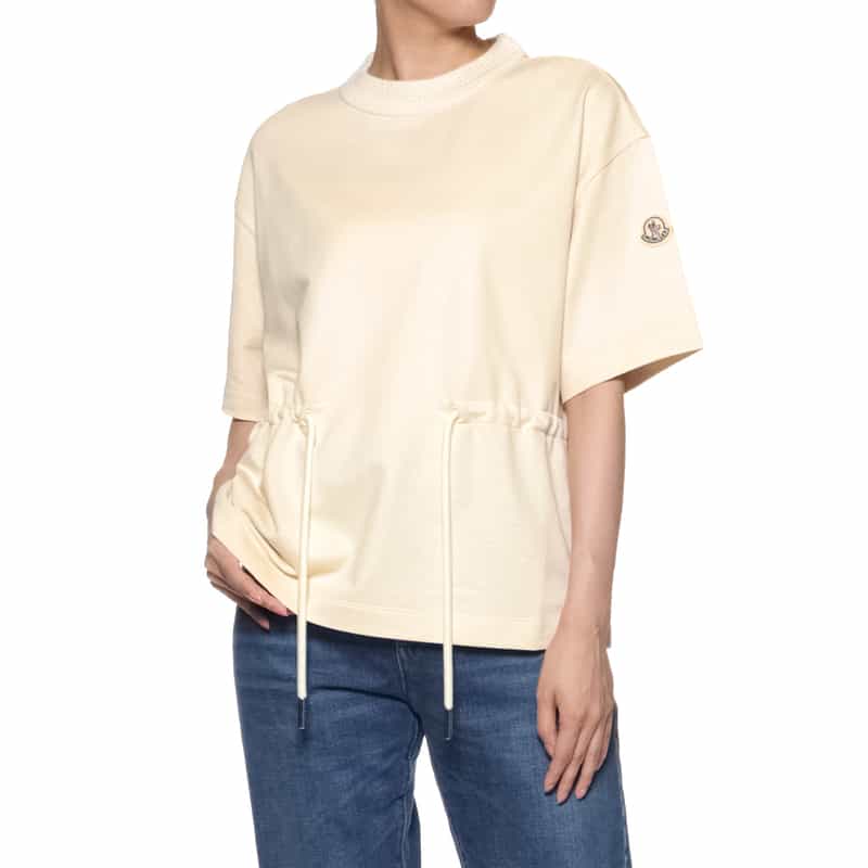 MONCLER MONCLER＜モンクレール＞ ドローストリング付モックネックTシャツ IVORY