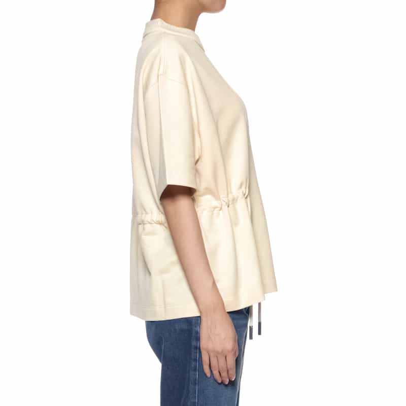 MONCLER MONCLER＜モンクレール＞ ドローストリング付モックネックTシャツ IVORY