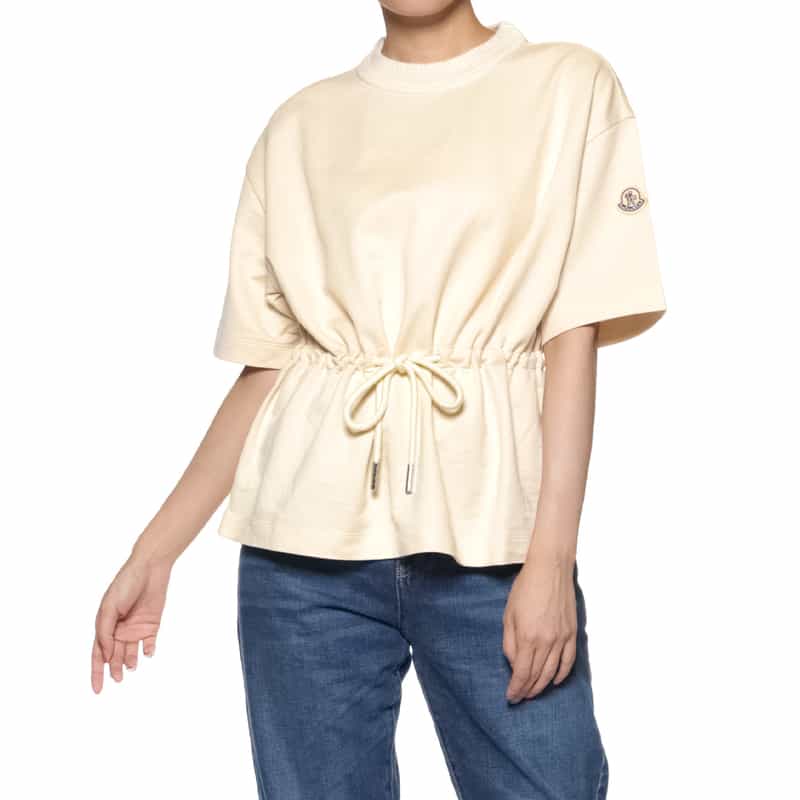MONCLER MONCLER＜モンクレール＞ ドローストリング付モックネックTシャツ IVORY