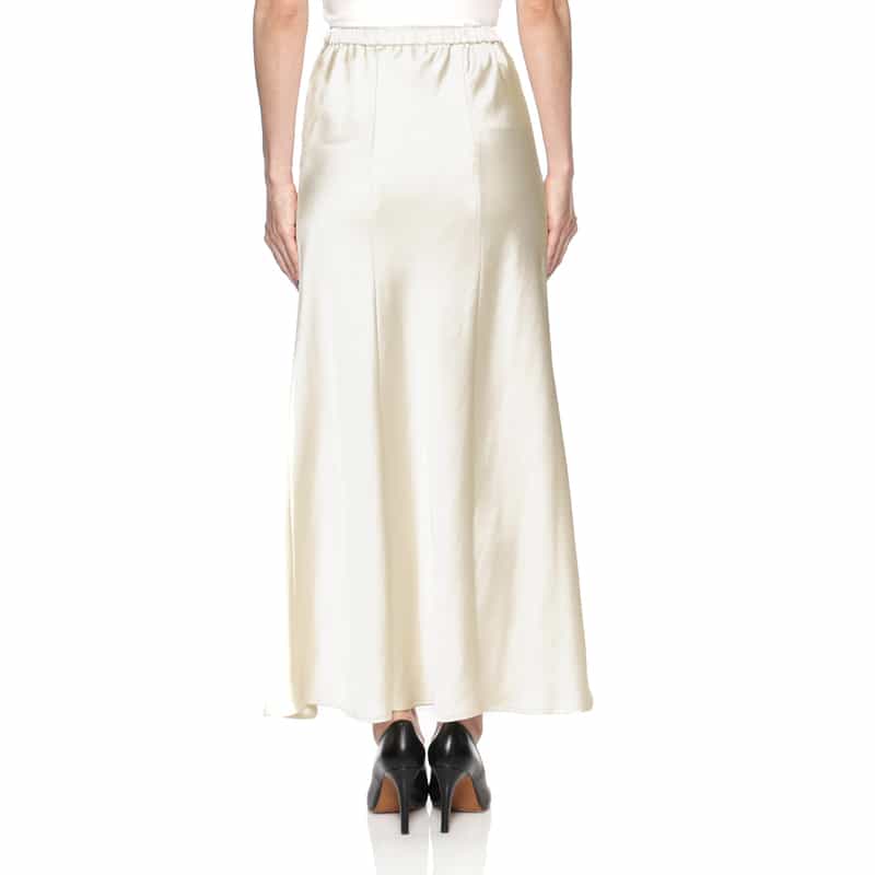 BARNEYS NEW YORK ウォッシャブル ロングサテンスカート WHITE