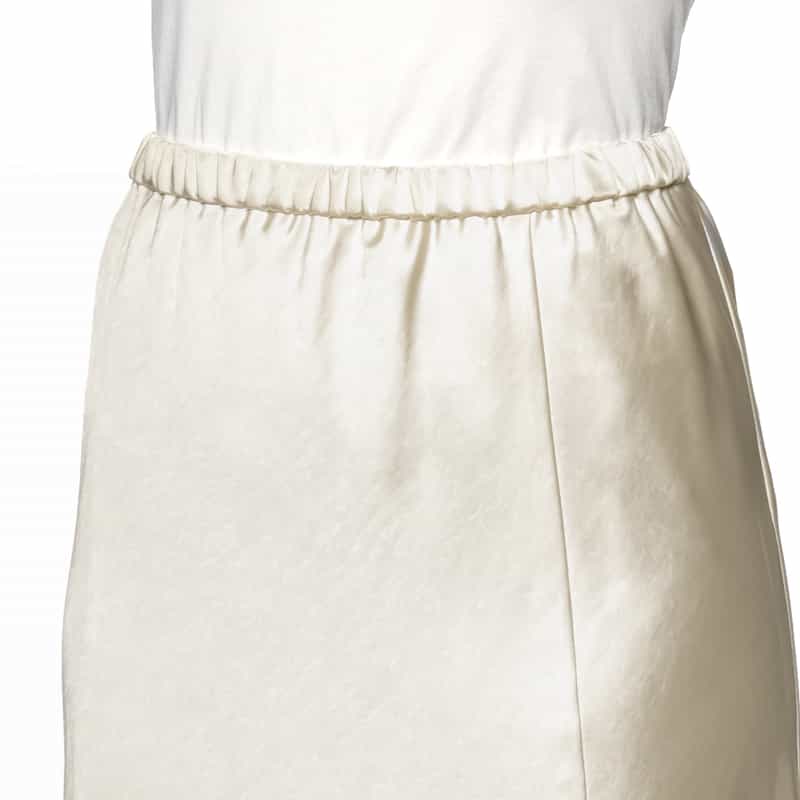 BARNEYS NEW YORK ウォッシャブル ロングサテンスカート WHITE