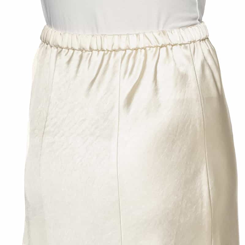 BARNEYS NEW YORK ウォッシャブル ロングサテンスカート WHITE