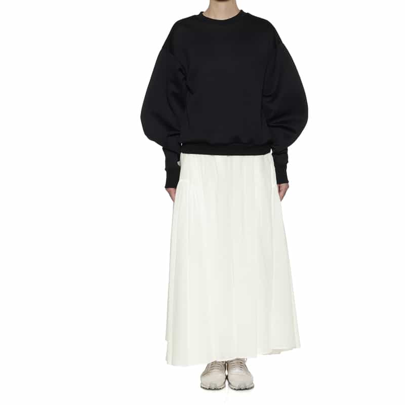 BARNEYS NEW YORK ウォッシャブル ギャザーロングスカート WHITE