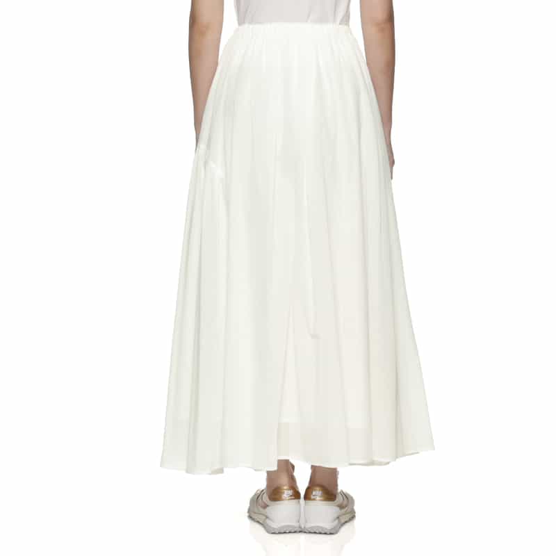 BARNEYS NEW YORK ウォッシャブル ギャザーロングスカート WHITE