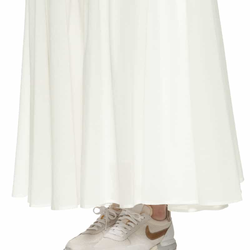BARNEYS NEW YORK ウォッシャブル ギャザーロングスカート WHITE