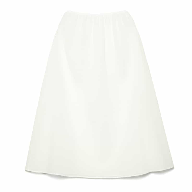 BARNEYS NEW YORK ウォッシャブル ギャザーロングスカート WHITE