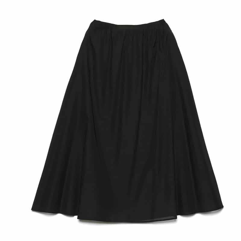 BARNEYS NEW YORK ウォッシャブル ギャザーロングスカート BLACK
