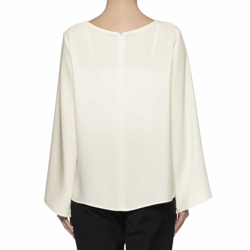 BARNEYS NEW YORK ウォッシャブル フレアスリーブブラウス WHITE