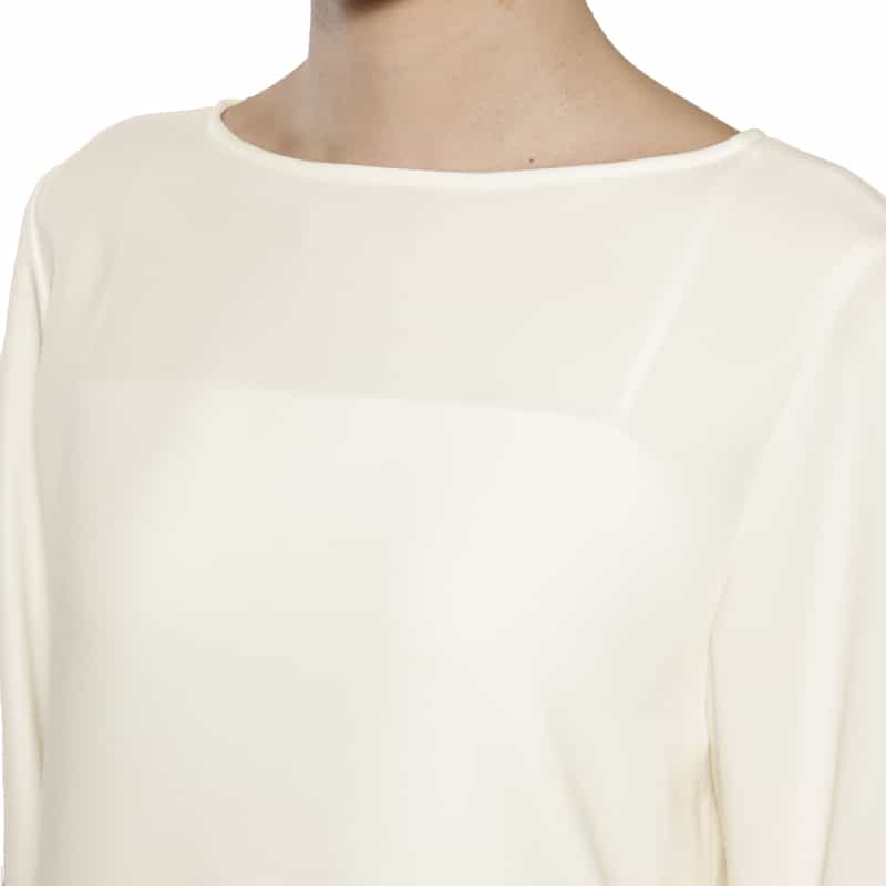 BARNEYS NEW YORK ウォッシャブル フレアスリーブブラウス WHITE