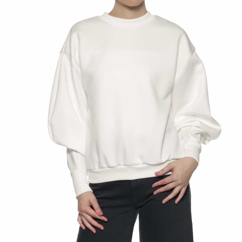 BARNEYS NEW YORK ウォッシャブル バルーンスリーブカットソー WHITE