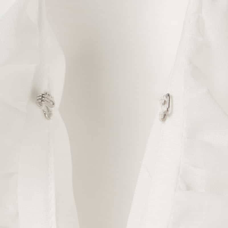 BARNEYS NEW YORK ウォッシャブル フリル付Vネックブラウス WHITE