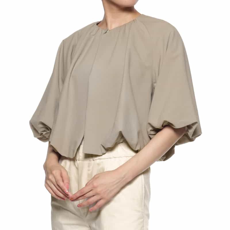 BARNEYS NEW YORK ウォッシャブル バルーンシルエットジャケット GRAY BEIGE