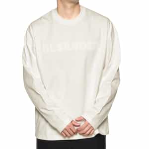 【単品】 JIL SANDER+ ロングスリーブ Tシャツ ホワイト M JIL SANDER<ジル サンダー> ロゴ入りロングスリーブTシャツ