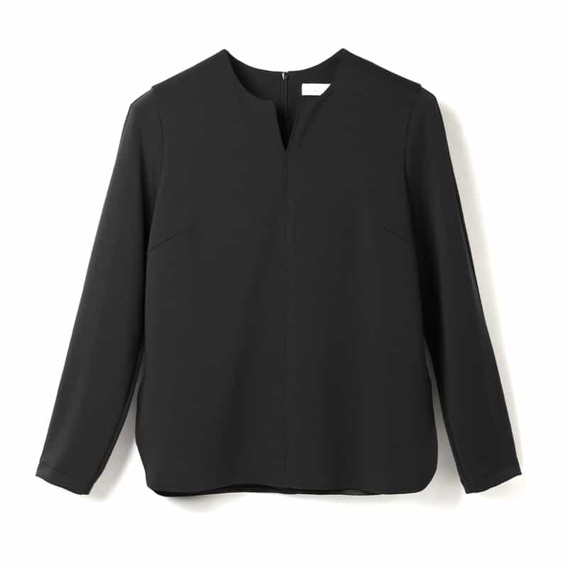 BARNEYS NEW YORK セットアップ ウォッシャブル ダンボール素材キーネックプルオーバー BLACK
