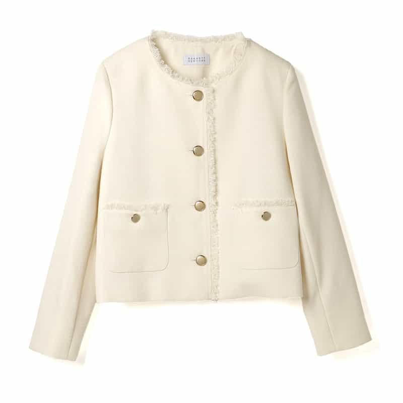 BARNEYS NEW YORK セットアップ ウォッシャブル フリンジジャケット WHITE