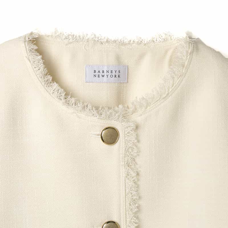 BARNEYS NEW YORK セットアップ ウォッシャブル フリンジジャケット WHITE