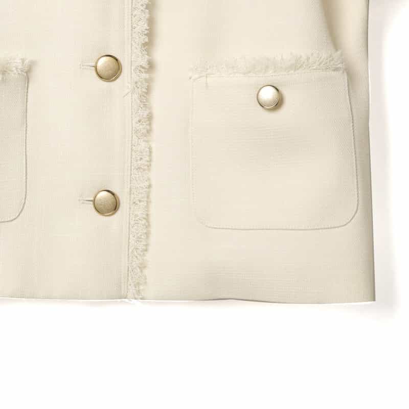 BARNEYS NEW YORK セットアップ ウォッシャブル フリンジジャケット WHITE