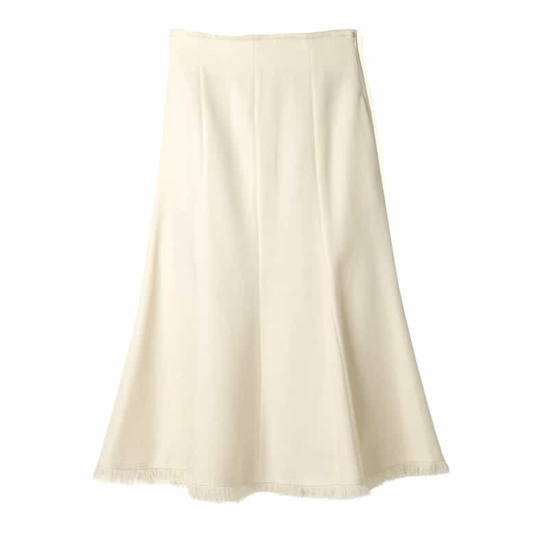 BARNEYS NEW YORK セットアップ ウォッシャブル フリンジマーメイドスカート WHITE