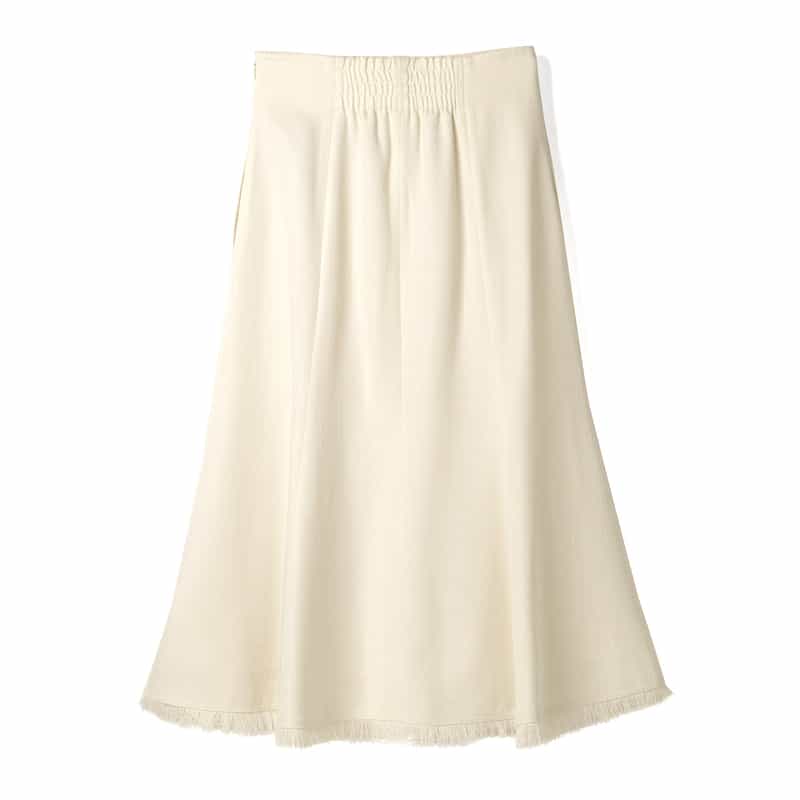 BARNEYS NEW YORK セットアップ ウォッシャブル フリンジマーメイドスカート WHITE